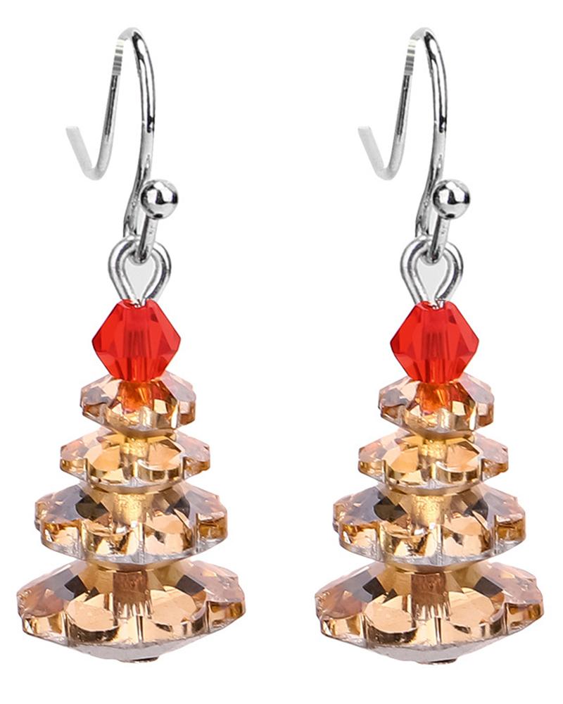 1Pair Crystal Christmas Tree Drop Earrings