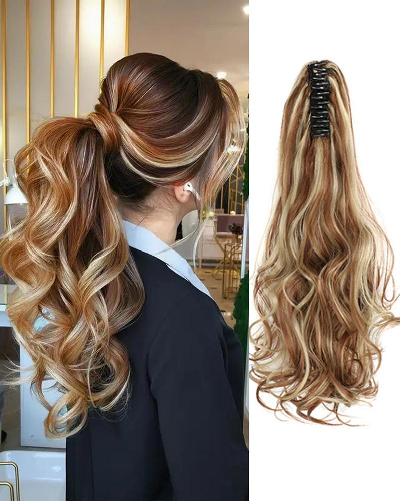 Hair Wigs  ChicMe Ponytail Hair Extensions Claw Clip Synthetic Curly Wavy False Tail Hairpiece