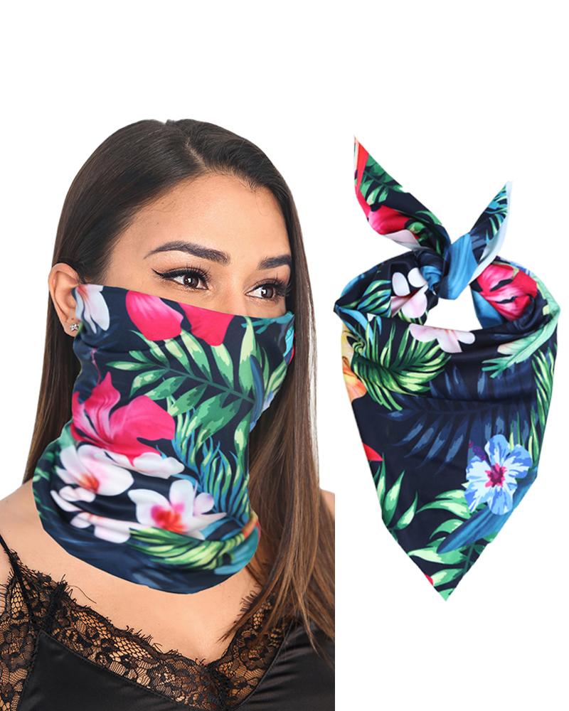 12PCS Palmtree Print Breathable Bandanas Head Wrap