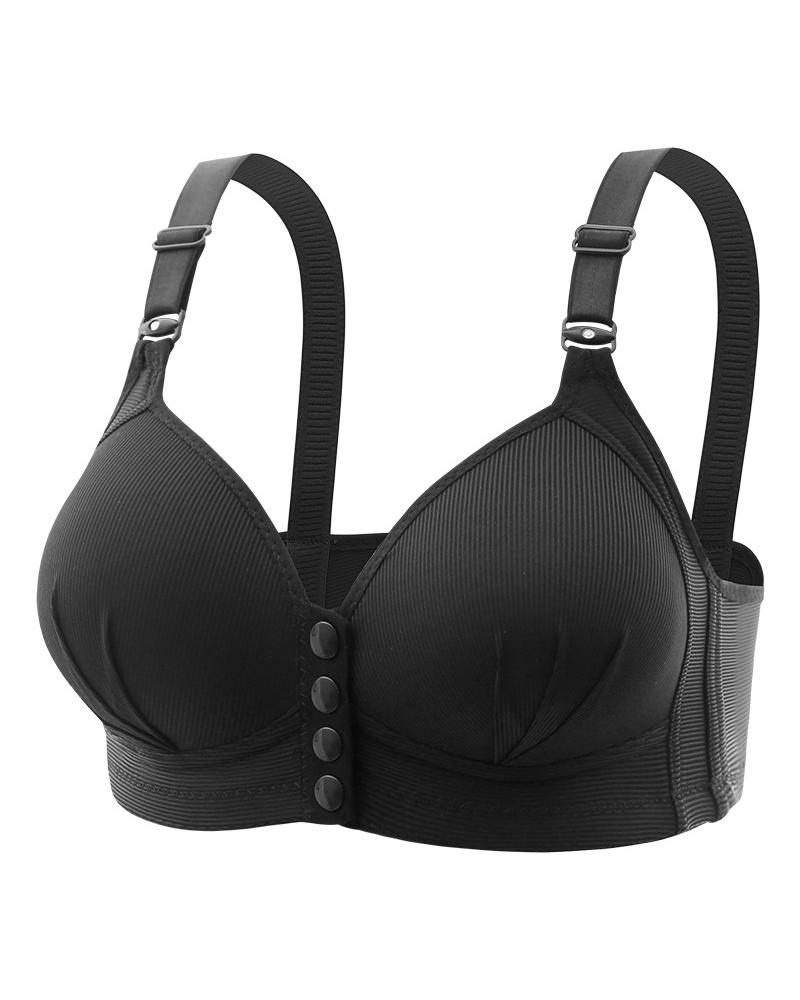 Button Front Ruched Push Up Wireless Lifting Bra