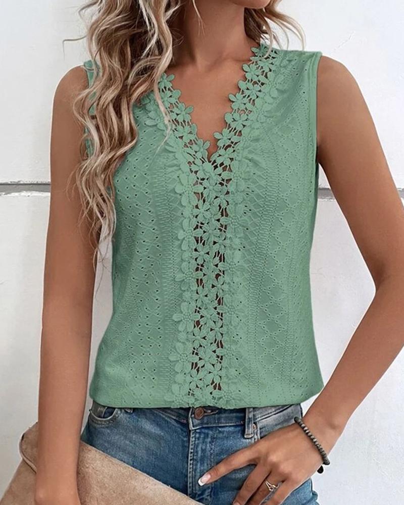 Lace Patch Casual Tank Top