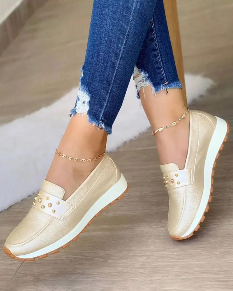 Studded Non-slip Casual Muffin Loafers