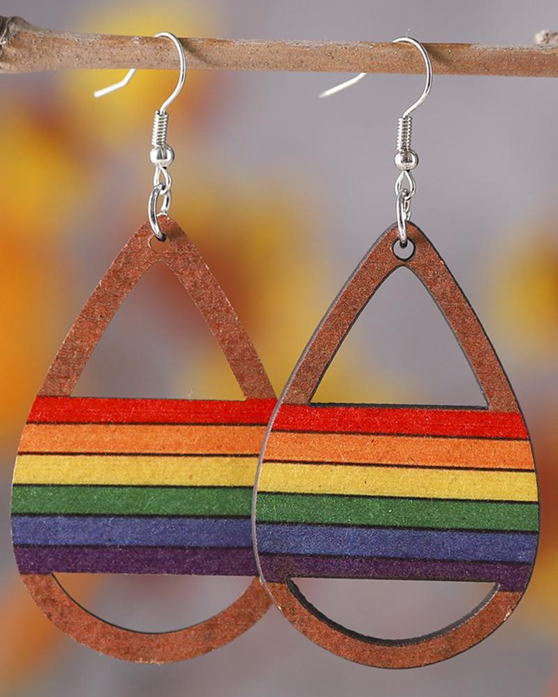 1Pair Pride Month Rainbow Stripe Hollow Out Drop Earrings