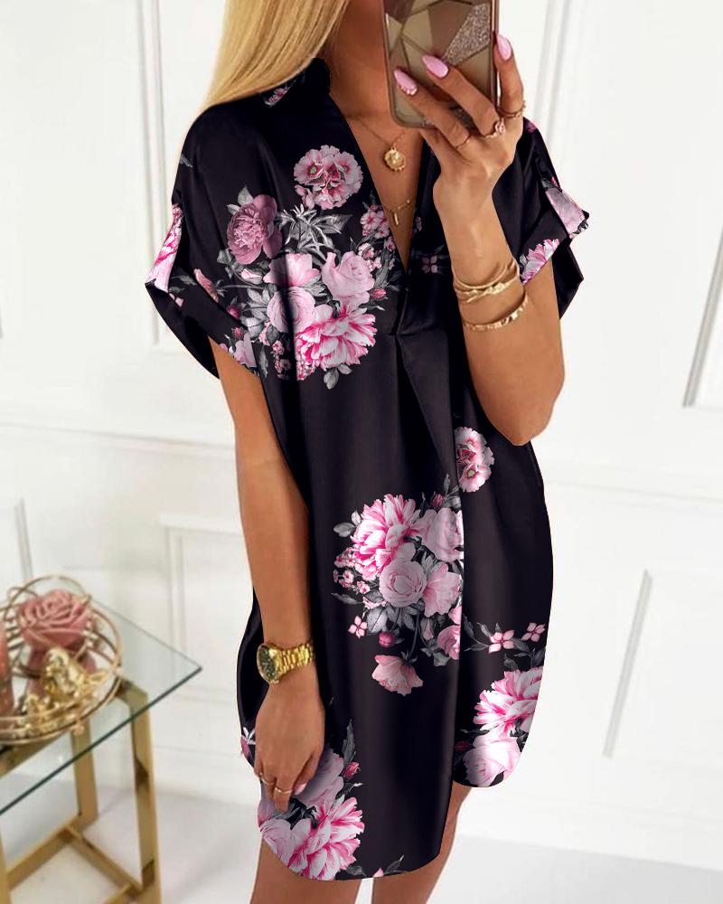 Print Dresses Floral Print Short Sleeve Casual Dress