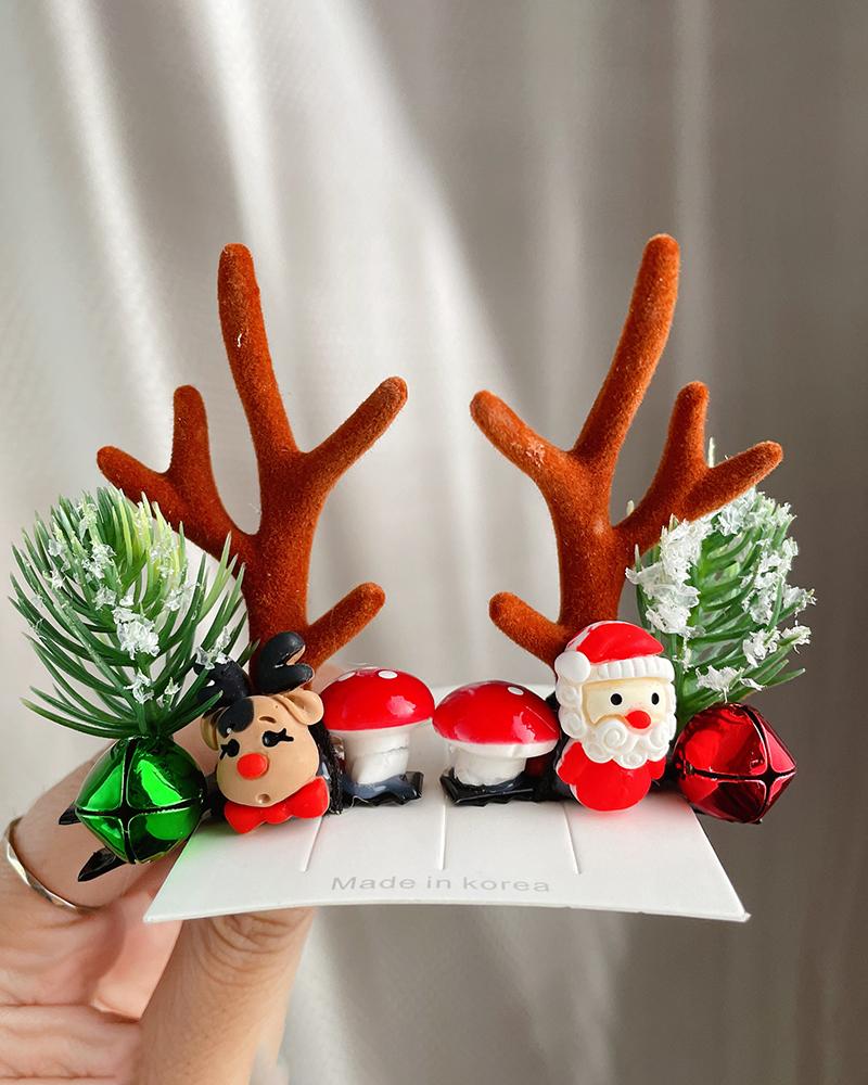 2pcs Christmas Antler Decor Hair Clip