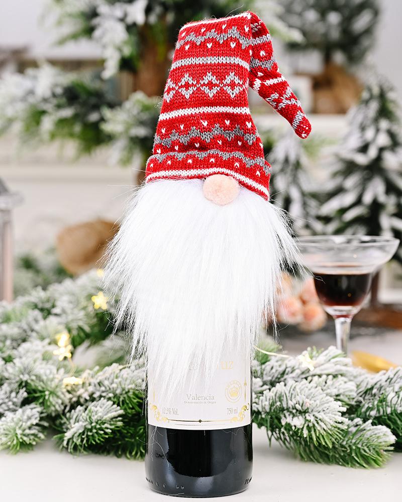 1pc Christmas Gnome Wine Bottle Cover Champagne Wine Bottle Cap Topper Holiday Christmas Decoration Party Ornament