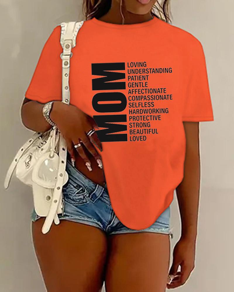 Plus Size Mother's Day Mom Letter Print Casual T-shirt