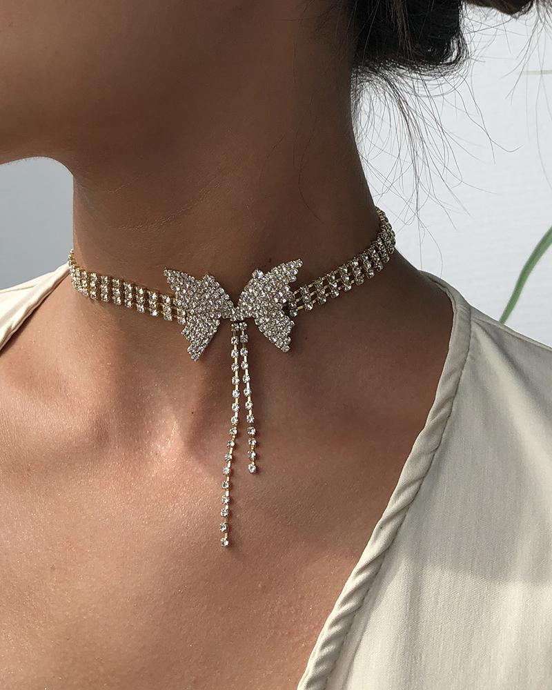 1PCS Butterfly Decor Rhinestone Choker