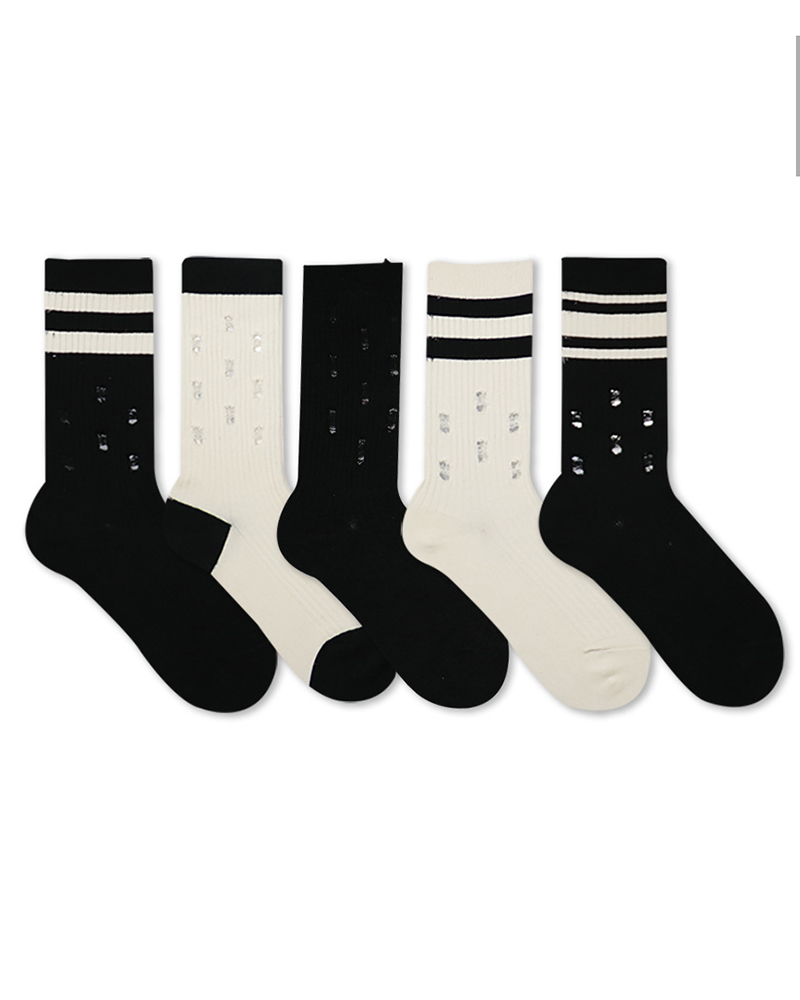 1Pair Striped Colorblock Crew Socks