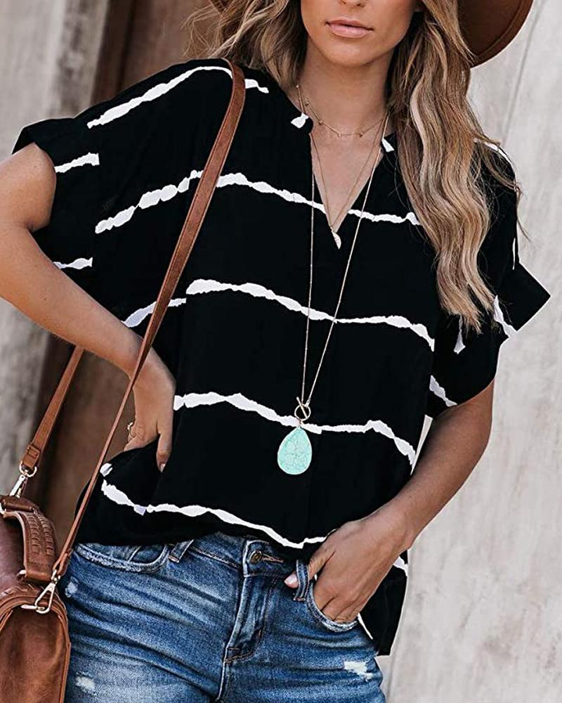 Striped Print Short Sleeve T-shirt