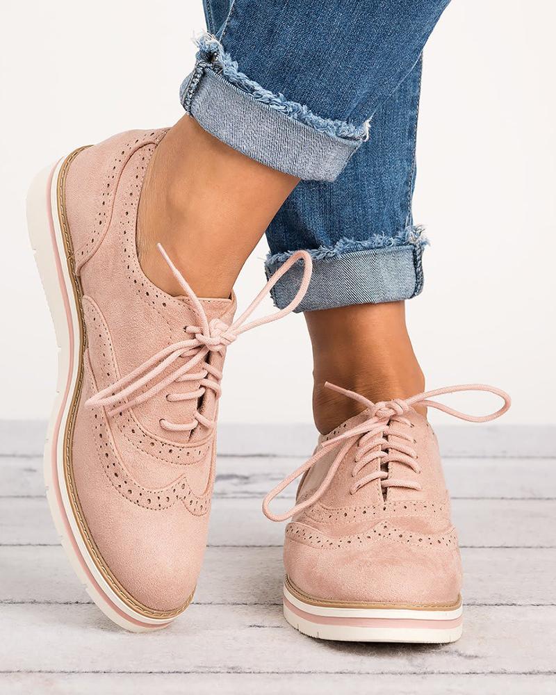 Plain Lace-Up Oxford Shoes