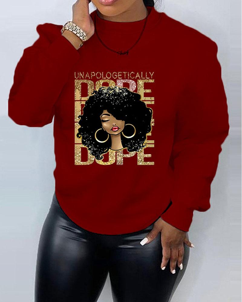 Unapologetically Dope Figure Print Long Sleeve Sweatshirt