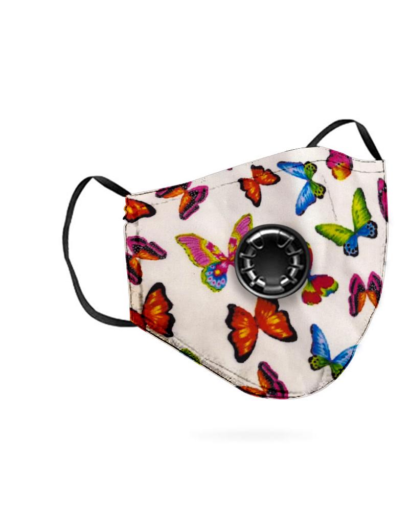 Butterfly Print Breathing Washable Valve Face M .a. s. k (2 filters as gift)