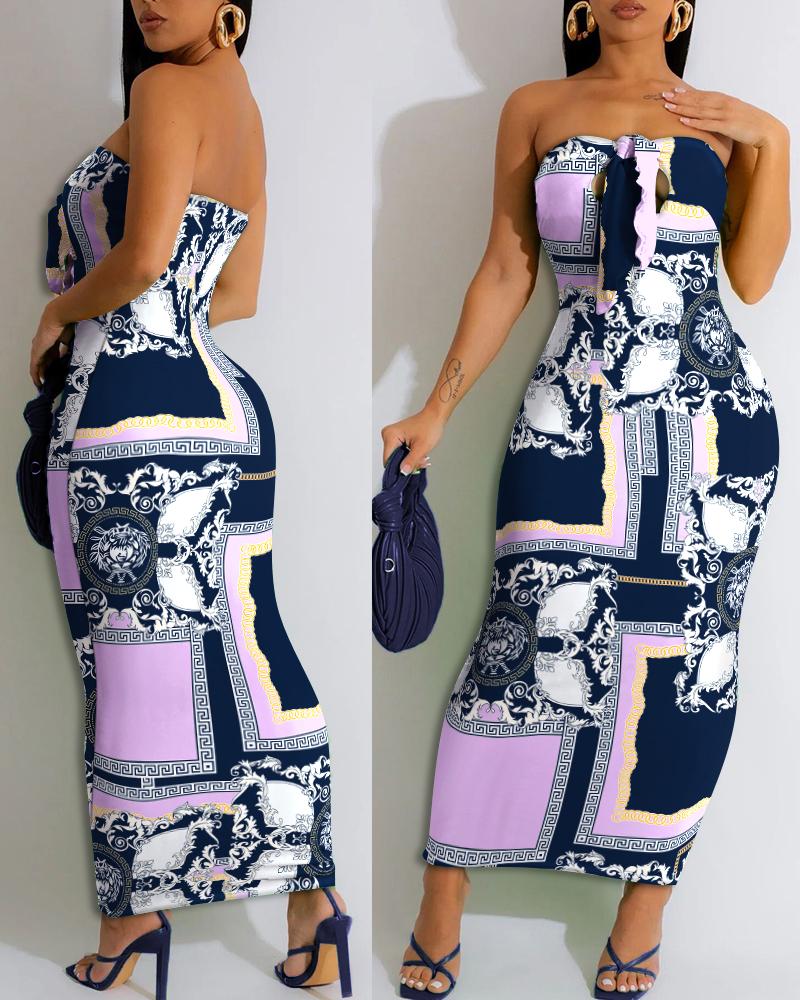 Maxi Dresses  ChicMe Scarf Print Bandeau Bodycon Dress
