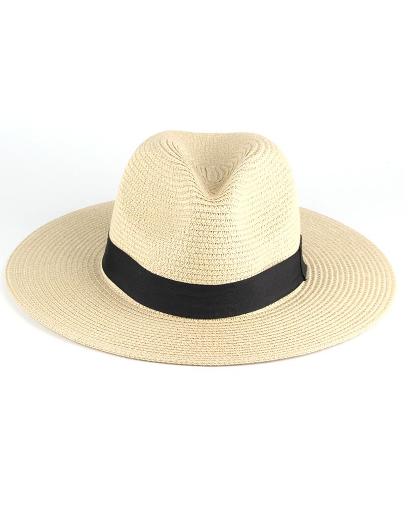 Contrast Tape Straw Hat