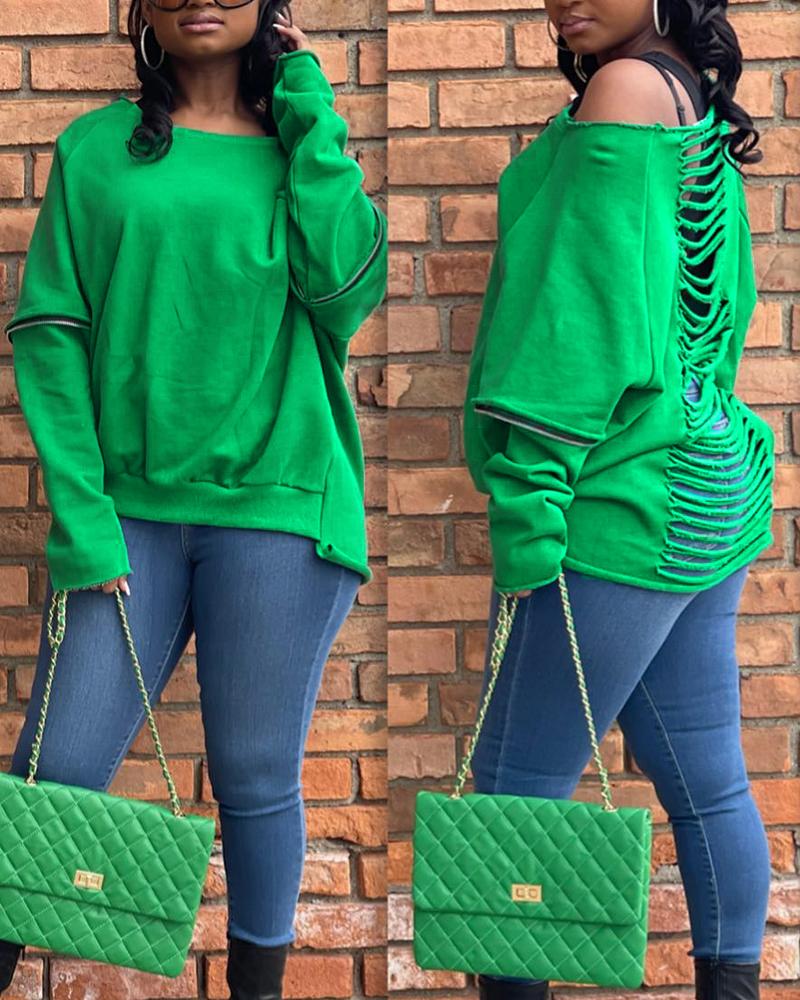 T-shirt & Tees  ChicMe Ladder Cutout Long Sleeve Top