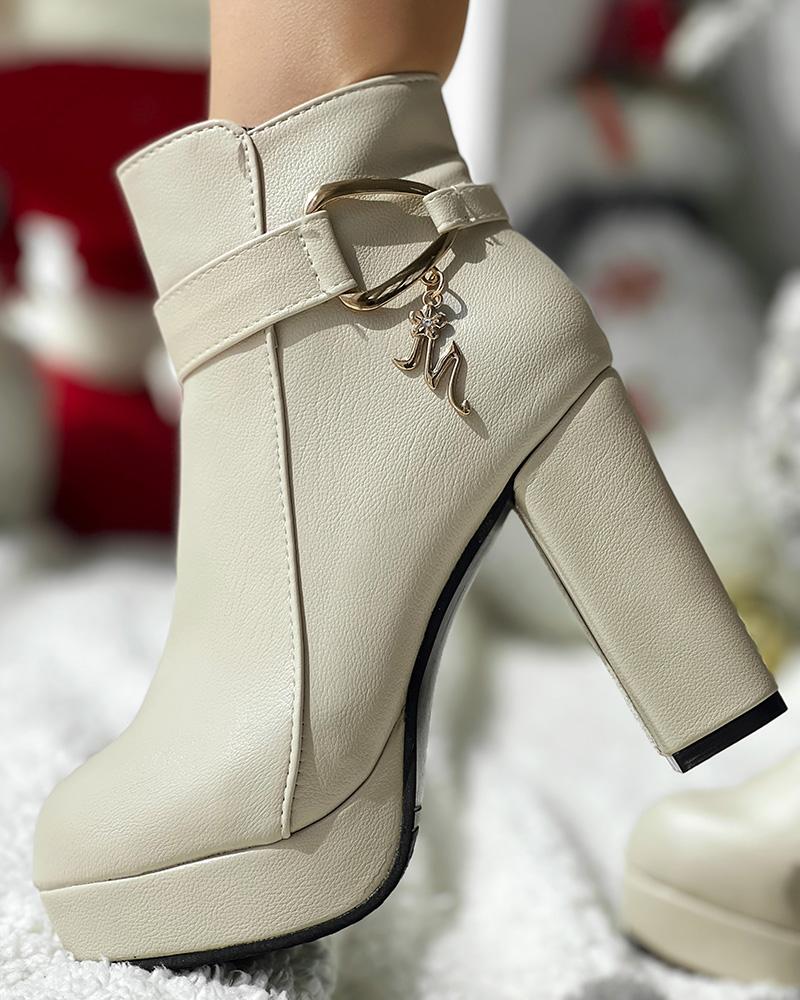 Chunky Heel Platform Lined Ankle Boots