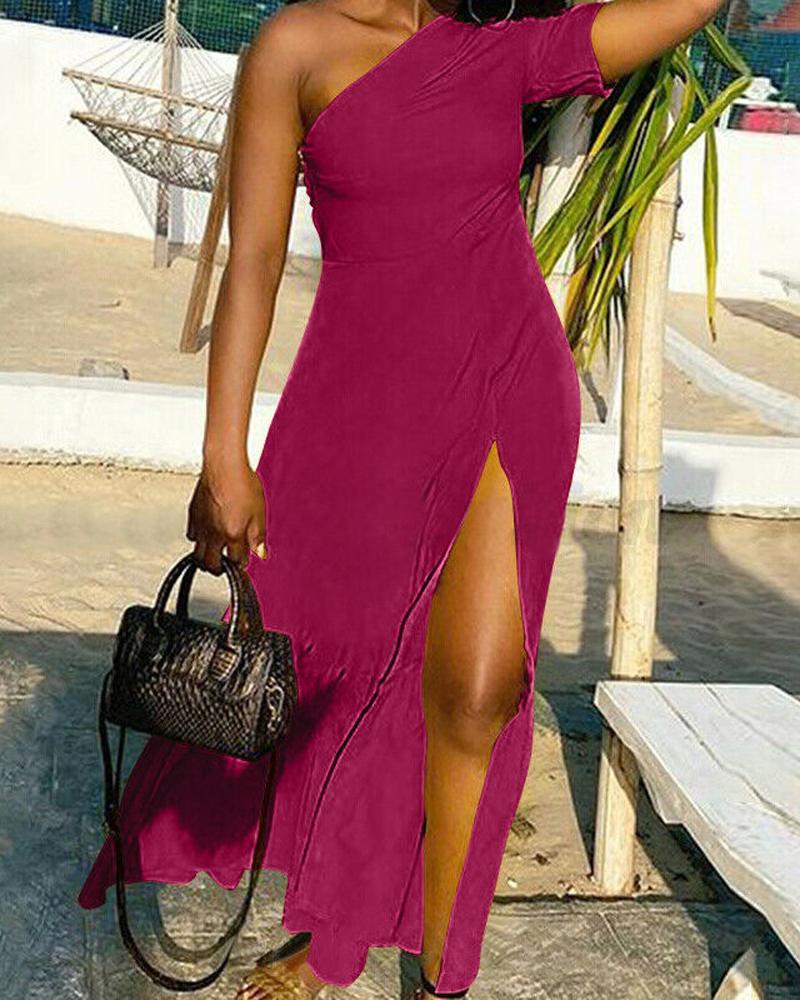 Maxi Dresses  ChicMe One Shoulder High Slit Maxi Dress