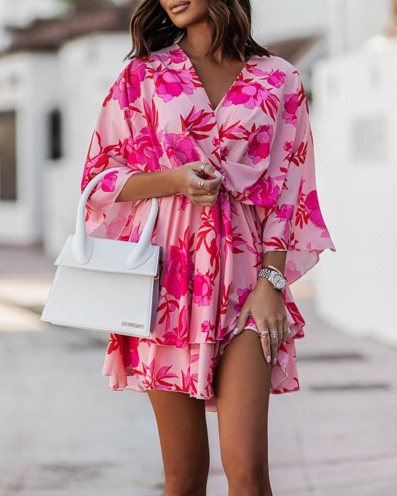 Print Dresses Floral Print Twist Design Casual Dress