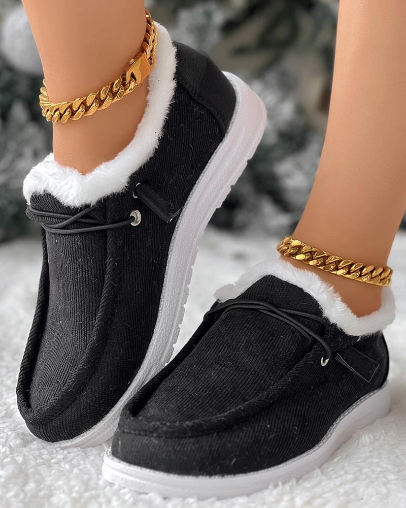 Lace-up Ankle Boots Fuzzy Lined Bootie Loafers