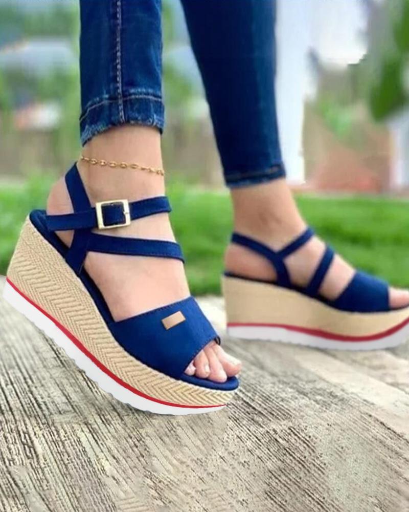 Wedges Shoes Ankle Strap Buckled Wedge Muffin Sandals