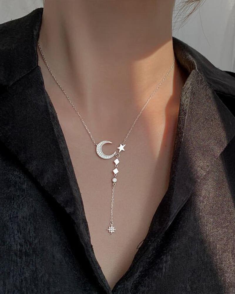 Necklace & Pendant Moon Star Pattern Rhinestone Chain Necklace