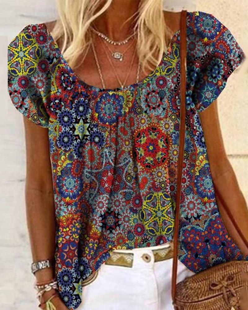 Vintage Tribal Print Casual Top