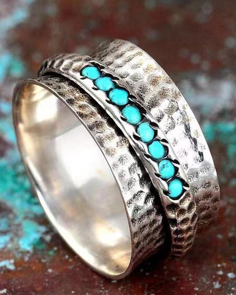 1pc Women's Jewelry Retro Casual Ethnic Silver Turquoise Ring