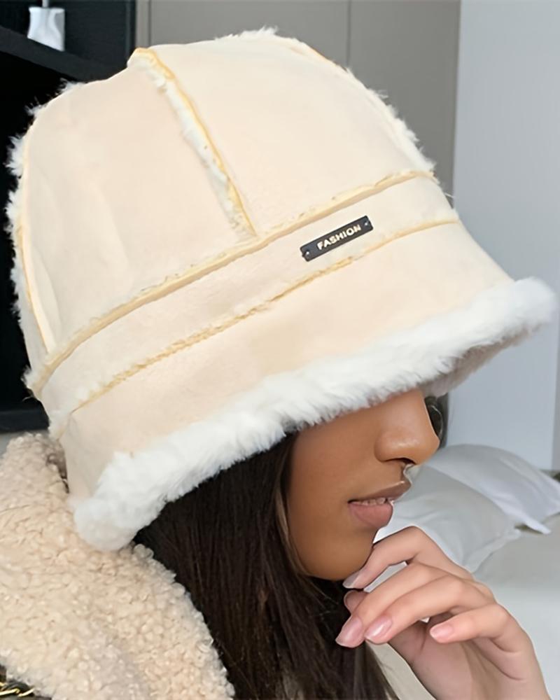  Faux Fur Piping Winter Thermal Bucket Hat