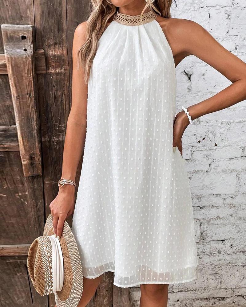 Casual Dresses  ChicMe Lace Patch Swiss Dot Casual Dress