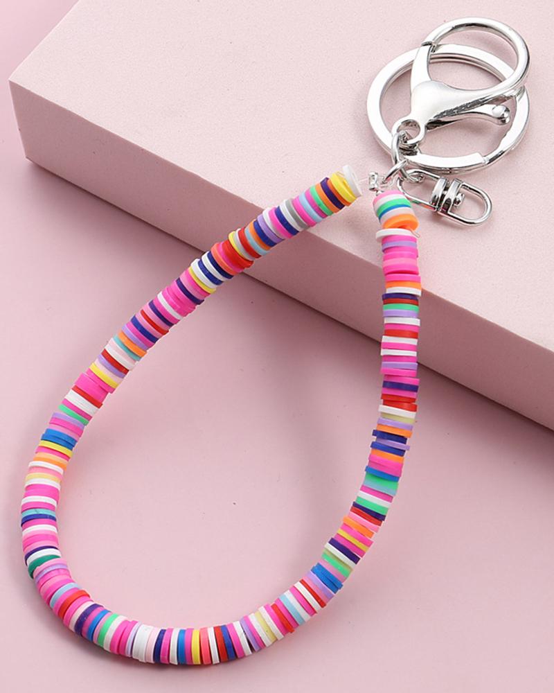 1pc Rainbow Stripe Trendy Key Ring