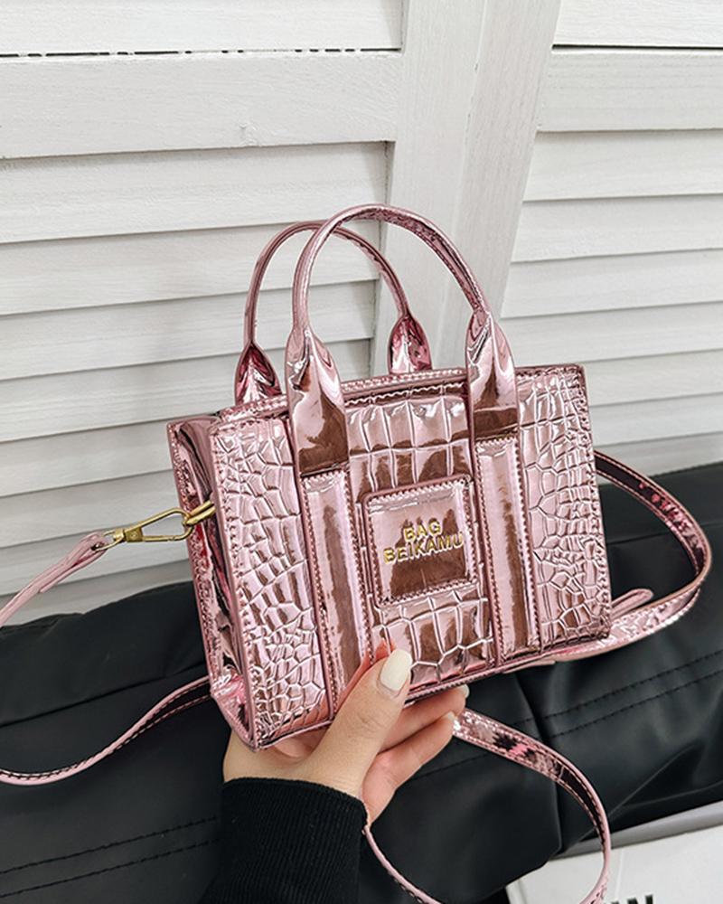 Crocodile Letter Pattern Satchel Bag