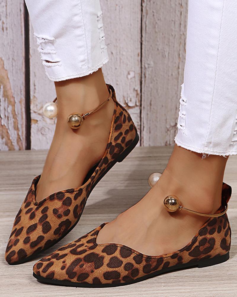 Leopard Beaded Anklet Work Loafers