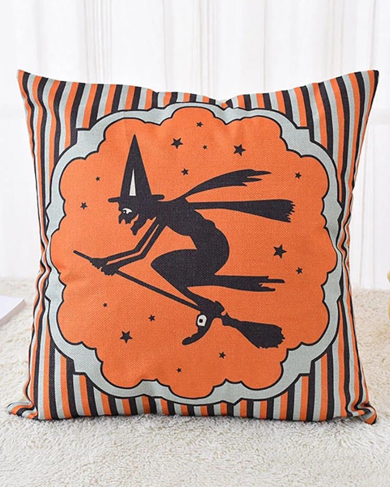 Halloween Witch / Letter / Striped Print Cushion Cover Without Filler