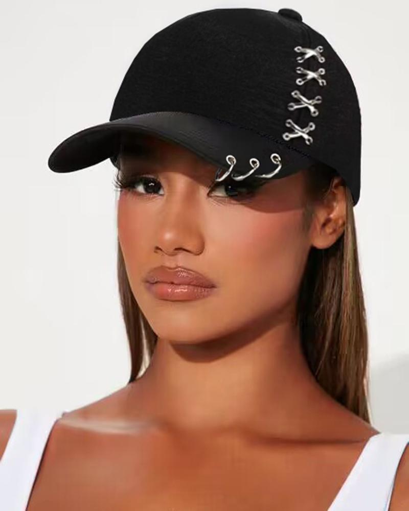 Metal Ring Criss Cross Baseball Cap