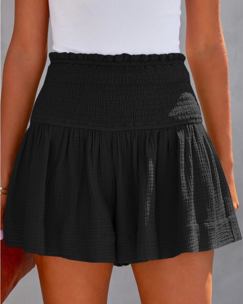   ChicMe Shirred Ruched High Waist Shorts