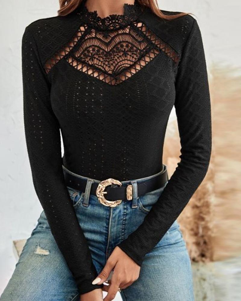 Eyelet Embroidery Hollow-out Crochet Lace Top