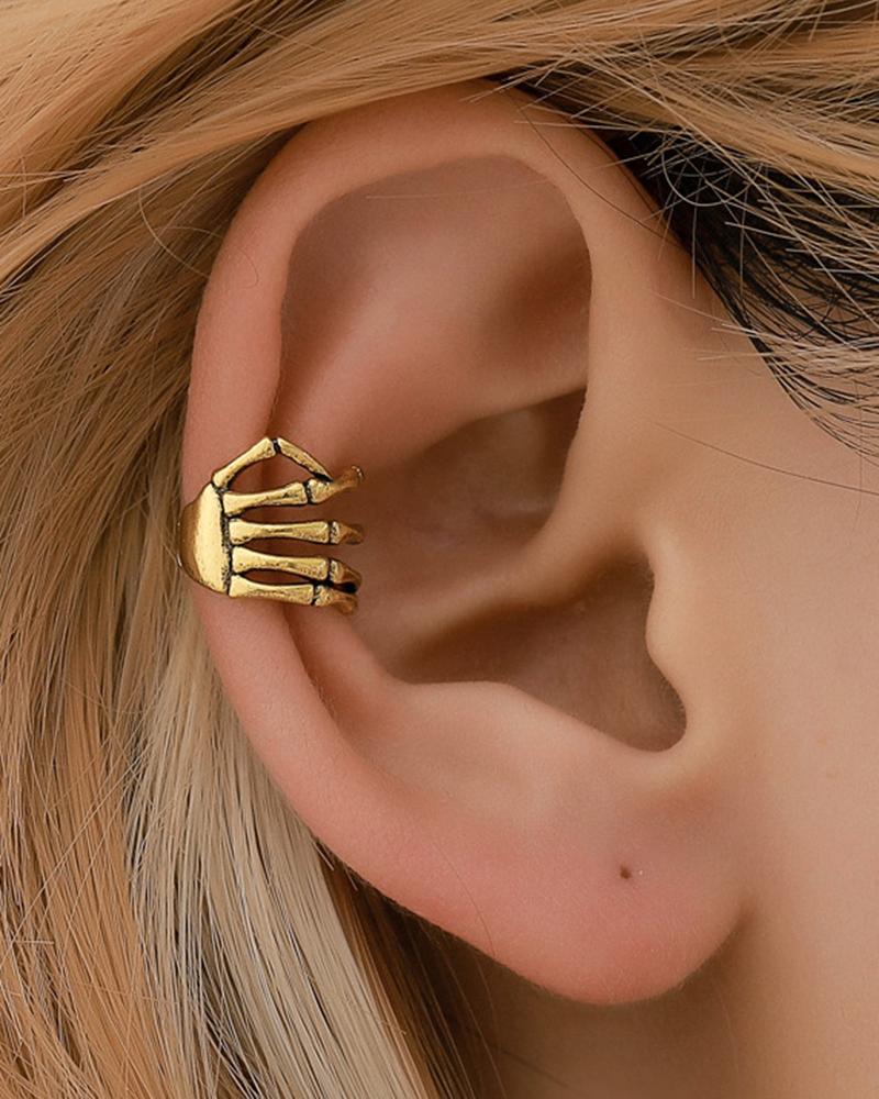 1pc Trendy Skeleton Hands Non-Piercing Ear Cuff