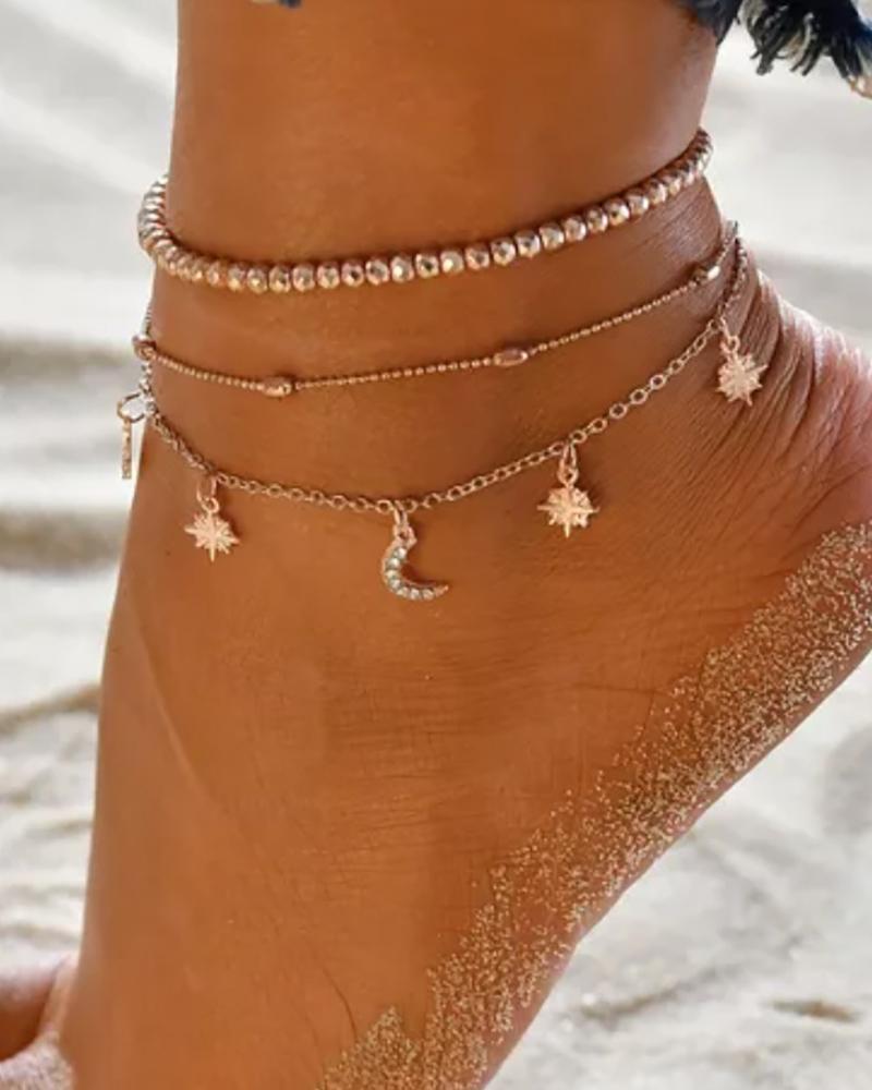 Fashion Tiered Moon & Stars Anklet