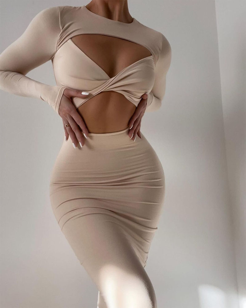 Cutout Twist Design Bodycon Dress