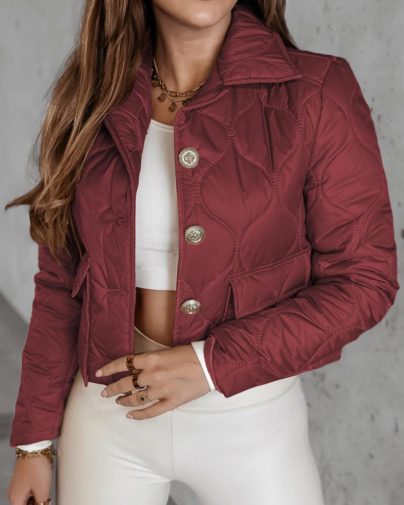 Pocket Design Buttoned Quilted Puffer Jacket