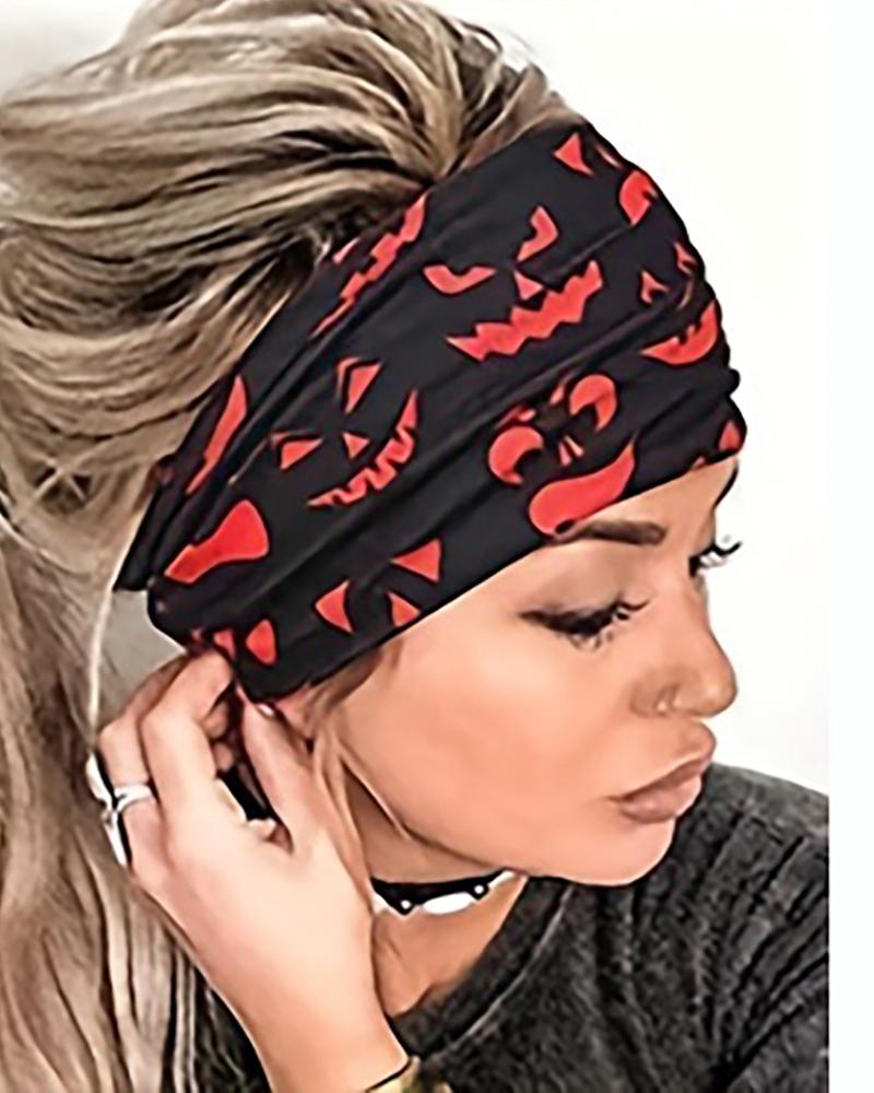 Halloween Scary Face Wide Elastic Sports Yoga Headband