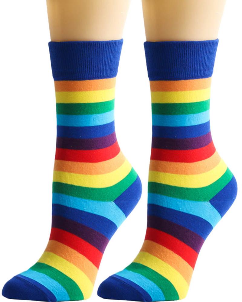 1Pair Rainbow Stripe Party Pride Month Socks