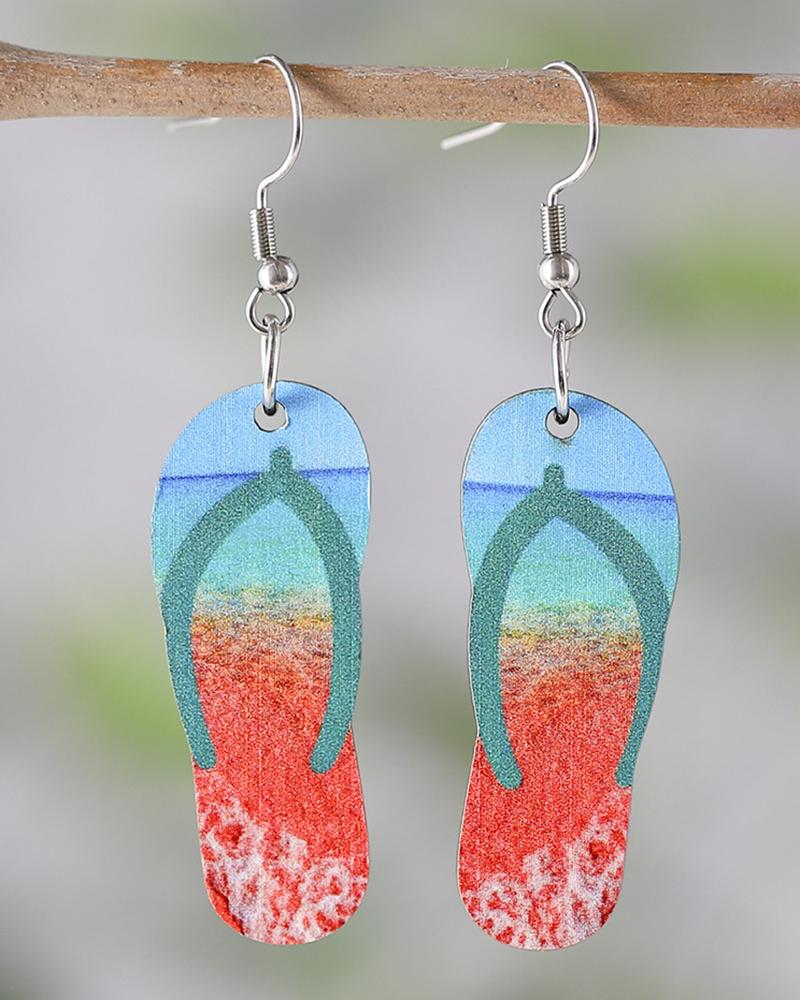1Pair Fashion Flip Flop Shaped Hook Drop Earrings
