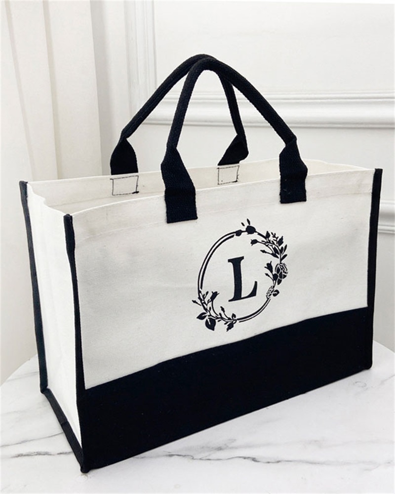 Letter Print Large Capacity Tote Bag