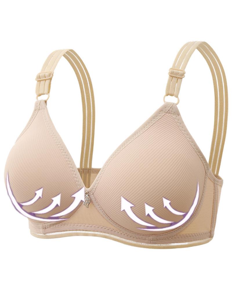 Buckled Leaf Pattern Wireless Lifting Bra