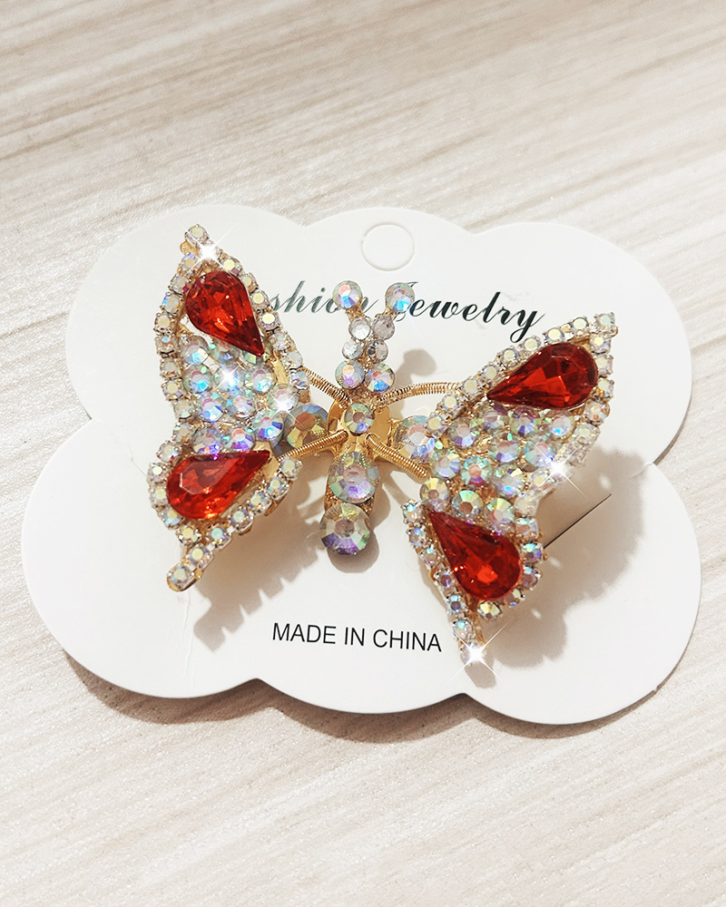 1pc Crystal Stone Decor Flying Butterfly Childern Hair Clip