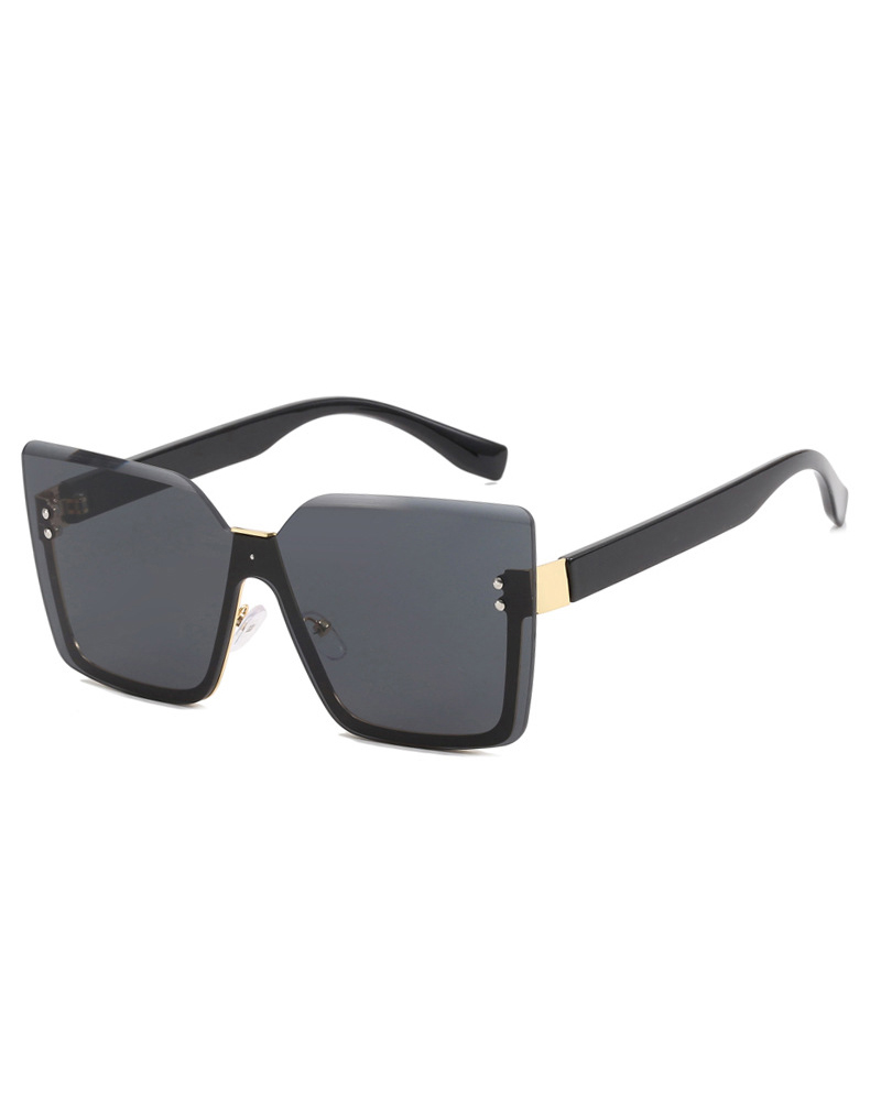 1Pair Trendy Leopard Square Rimless Sunglasses