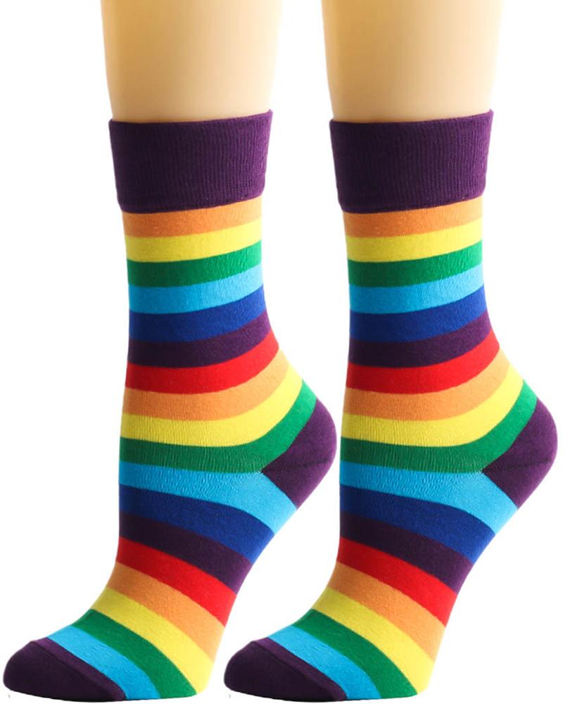 1Pair Rainbow Stripe Party Pride Month Socks