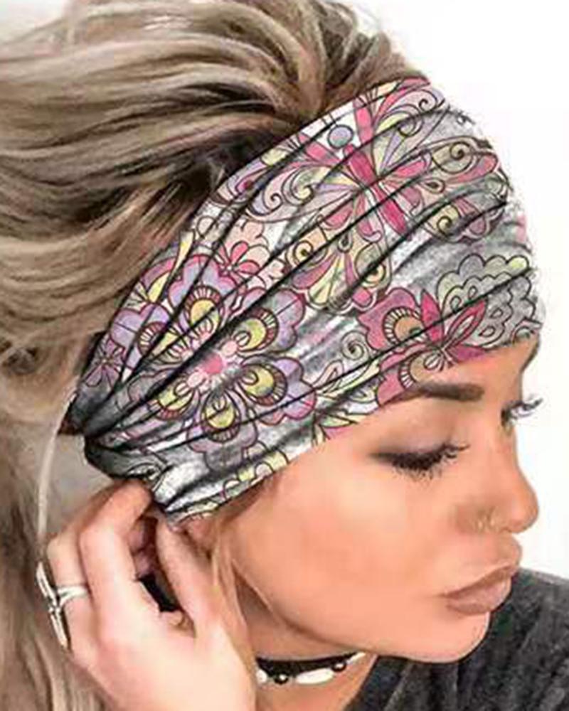 Serape Striped Floral Sun Moon Star Print Yoga Sports Headband